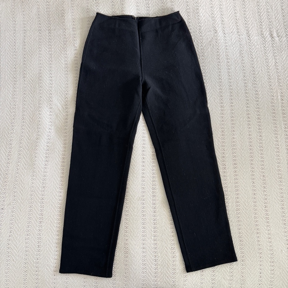 100% wool black high waisted pants